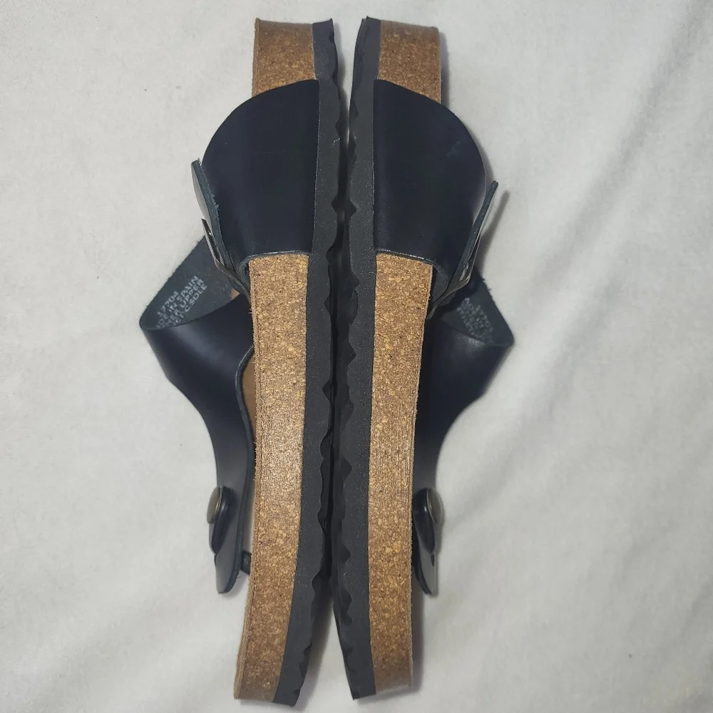 Biostep Women's Sandals Size‎ 6.5 Black Leather Uppers Made In Spain